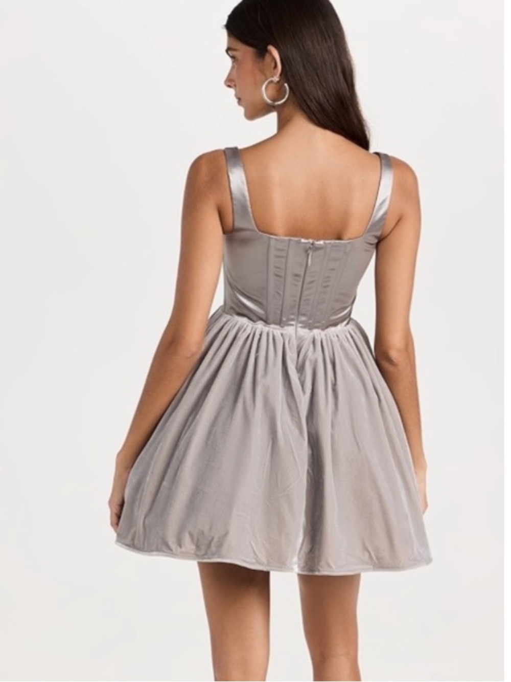 Staud Landscape Velvet Satin Corset Boned Poof Skirt Mini Dress size 12 NEW - Picture 2 of 15